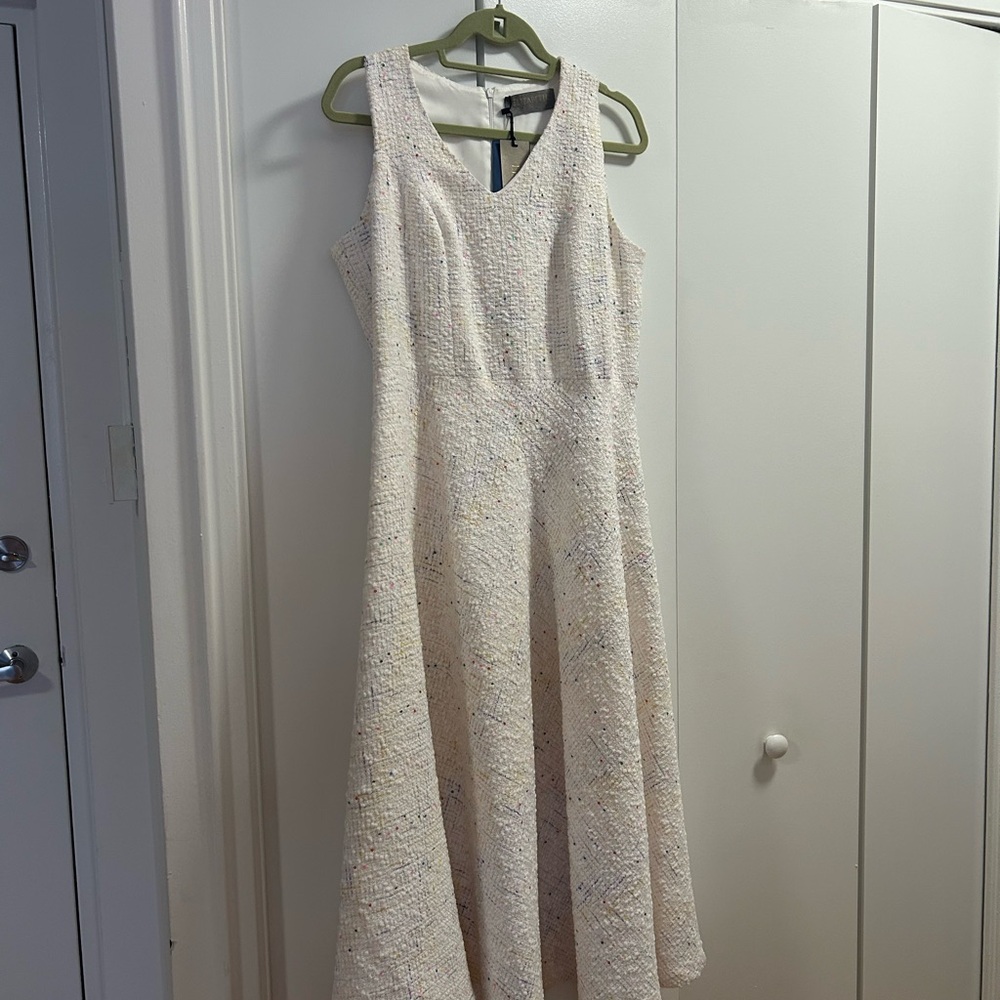 Elizabeth Cream Textured Midi Dress